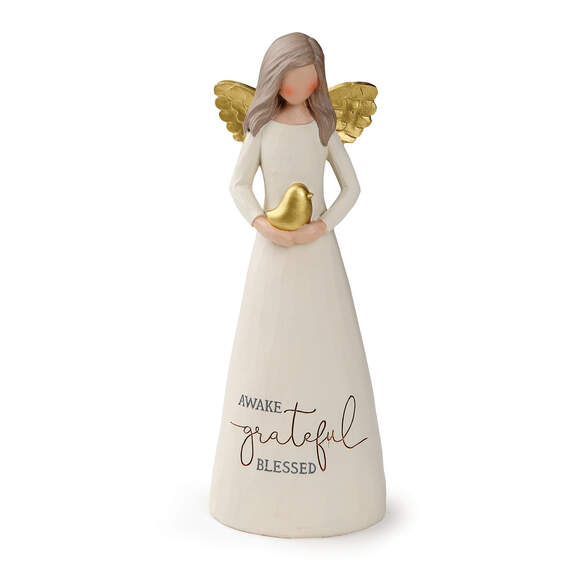 Blossom Bucket Awake Grateful Blessed Angel Figurine, 8"