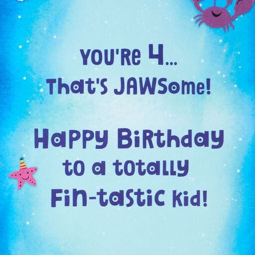 Fin-tastic Four Sharks 4th Birthday Card With Stickers, 