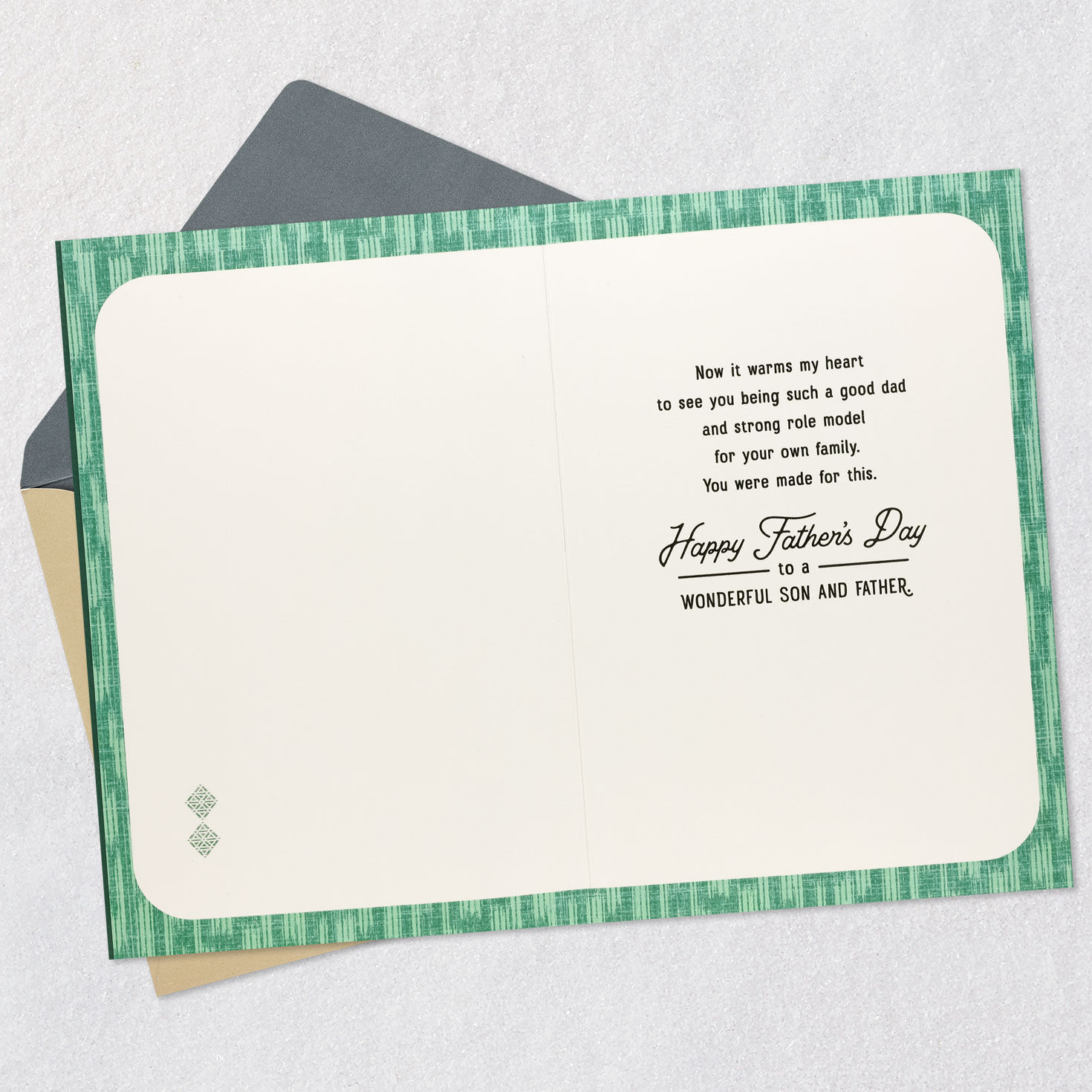 Dad and Child Silhouette Son Father's Day Card Open card with envelope image number 3