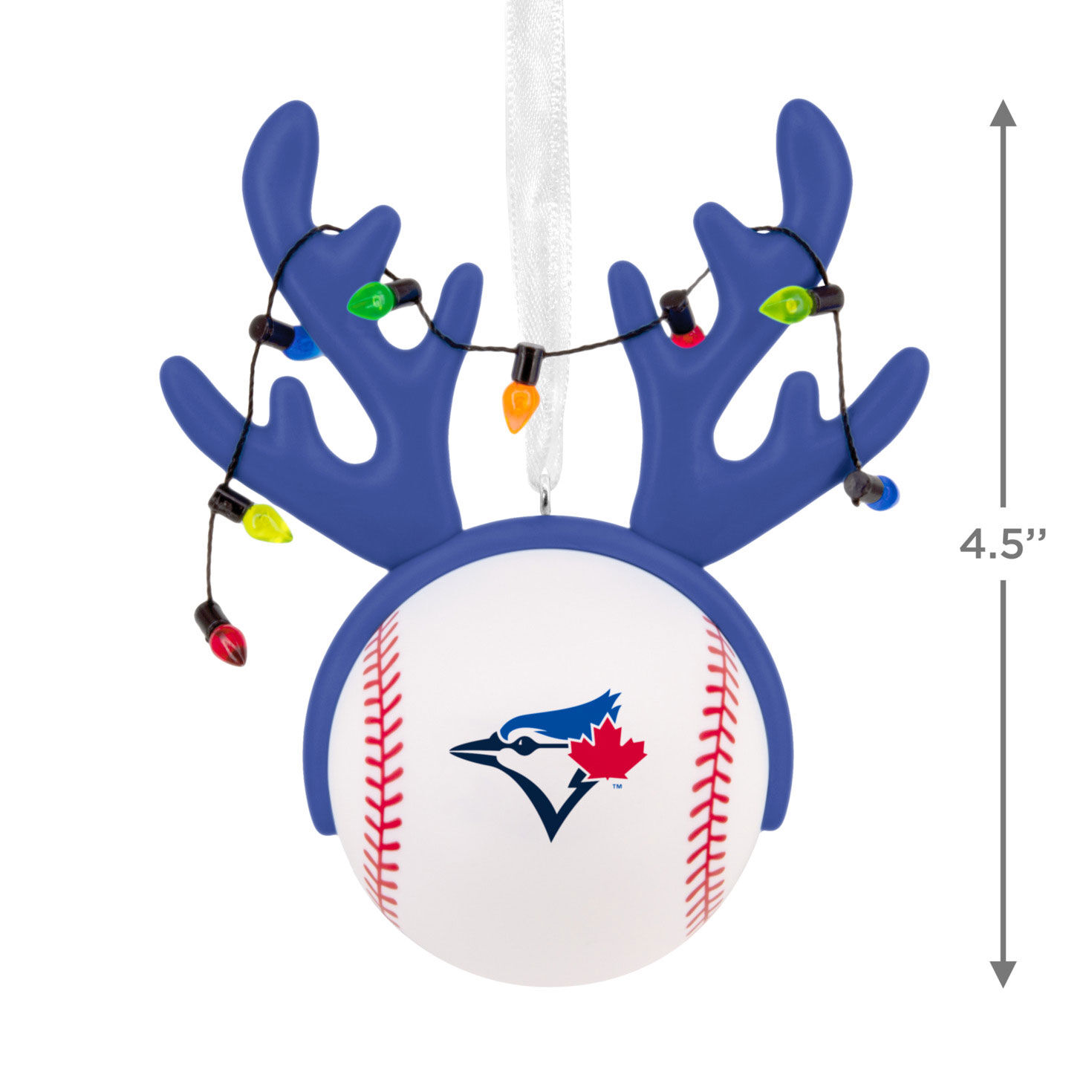 Blue Jays Reindeer Baseball Christmas Ornament measurement image number 3