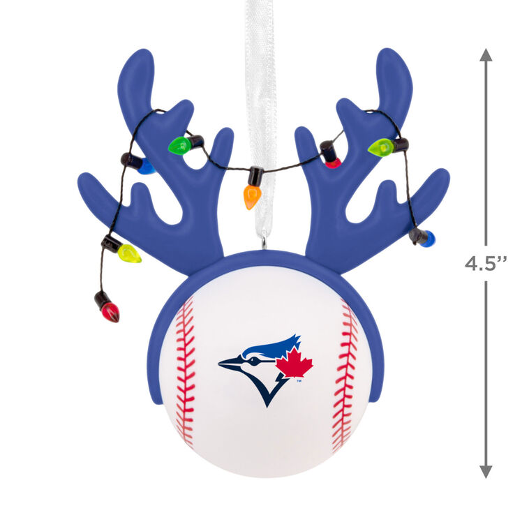 Blue Jays Reindeer Baseball Christmas Ornament measurement image number 3