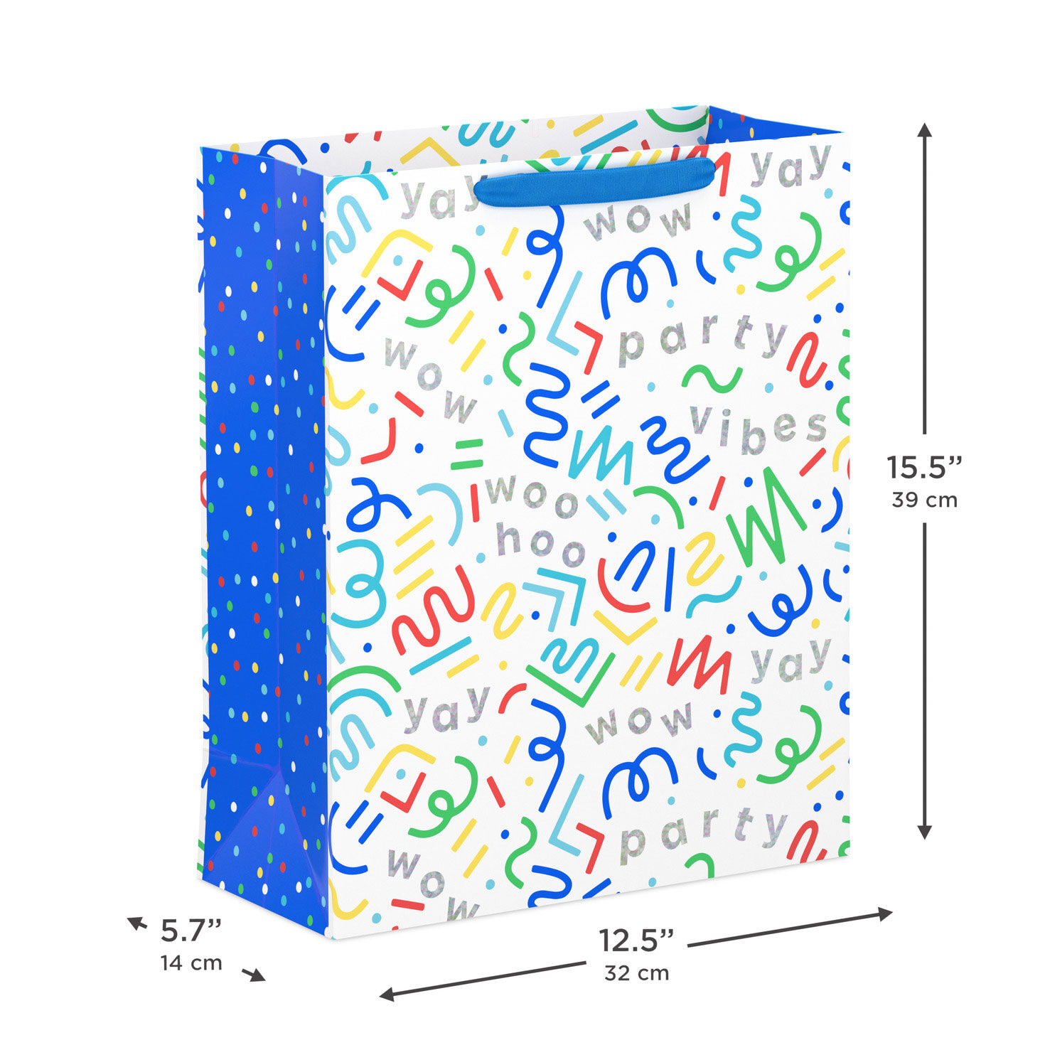 Colorful Streamers Party Time XL Gift Bag measurement image number 3