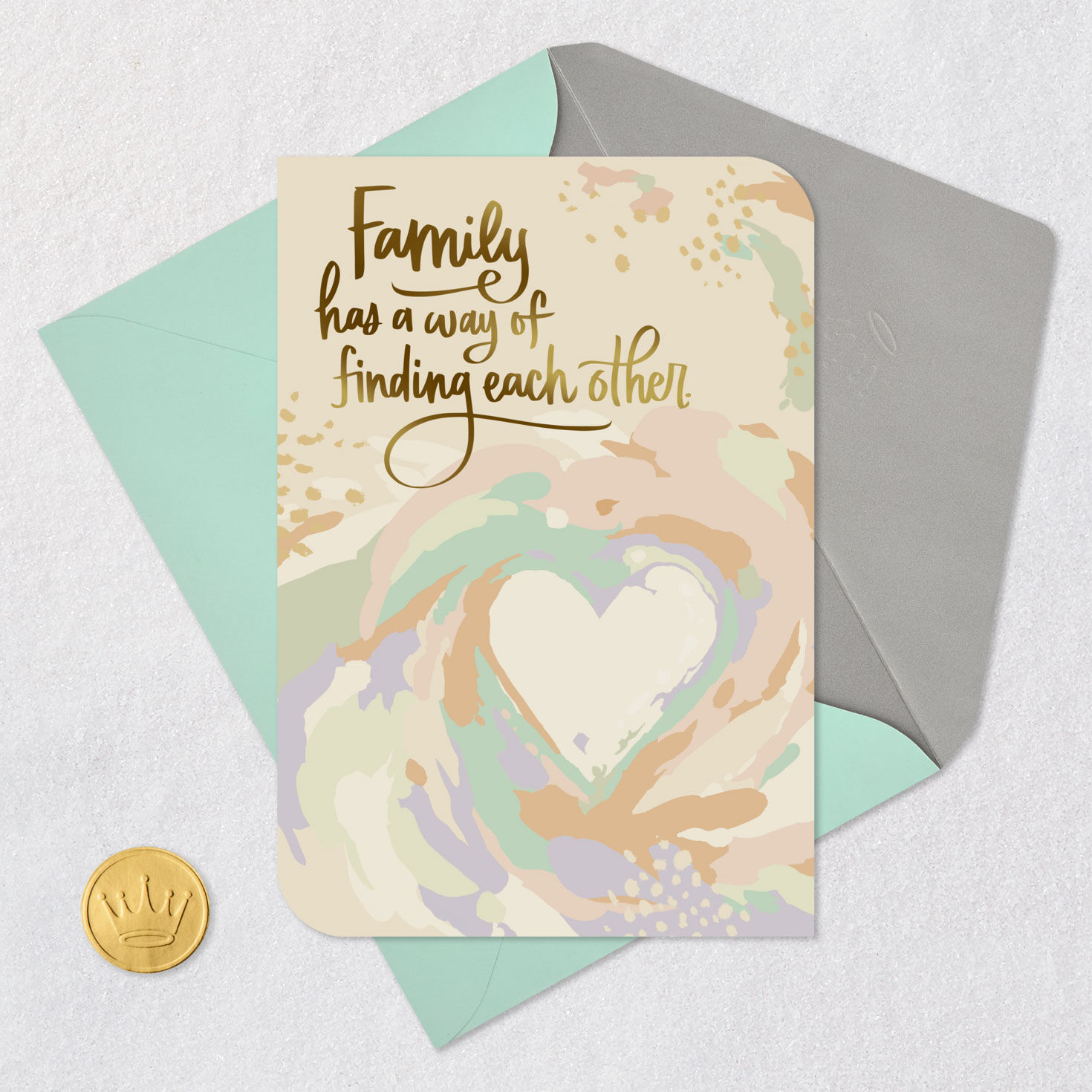 Abstract Heart Adoption Congratulations Card Card Front with Envelope and Gold Seal image number 5