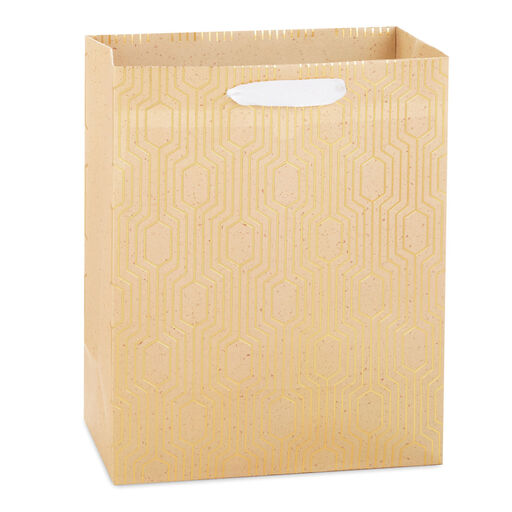 9.6" Gold Geometric Medium Gift Bag, 