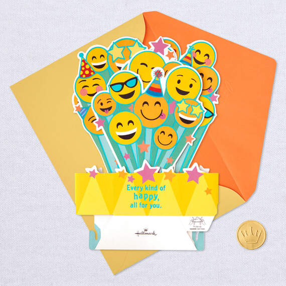 Smiley Face Emojis Happy Wish 3D Pop-Up Card, , large image number 5