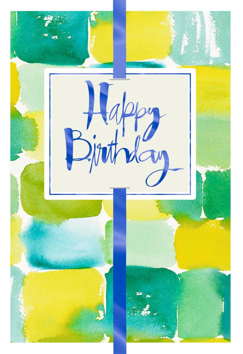 Green and Yellow Watercolor With Foil Birthday Card