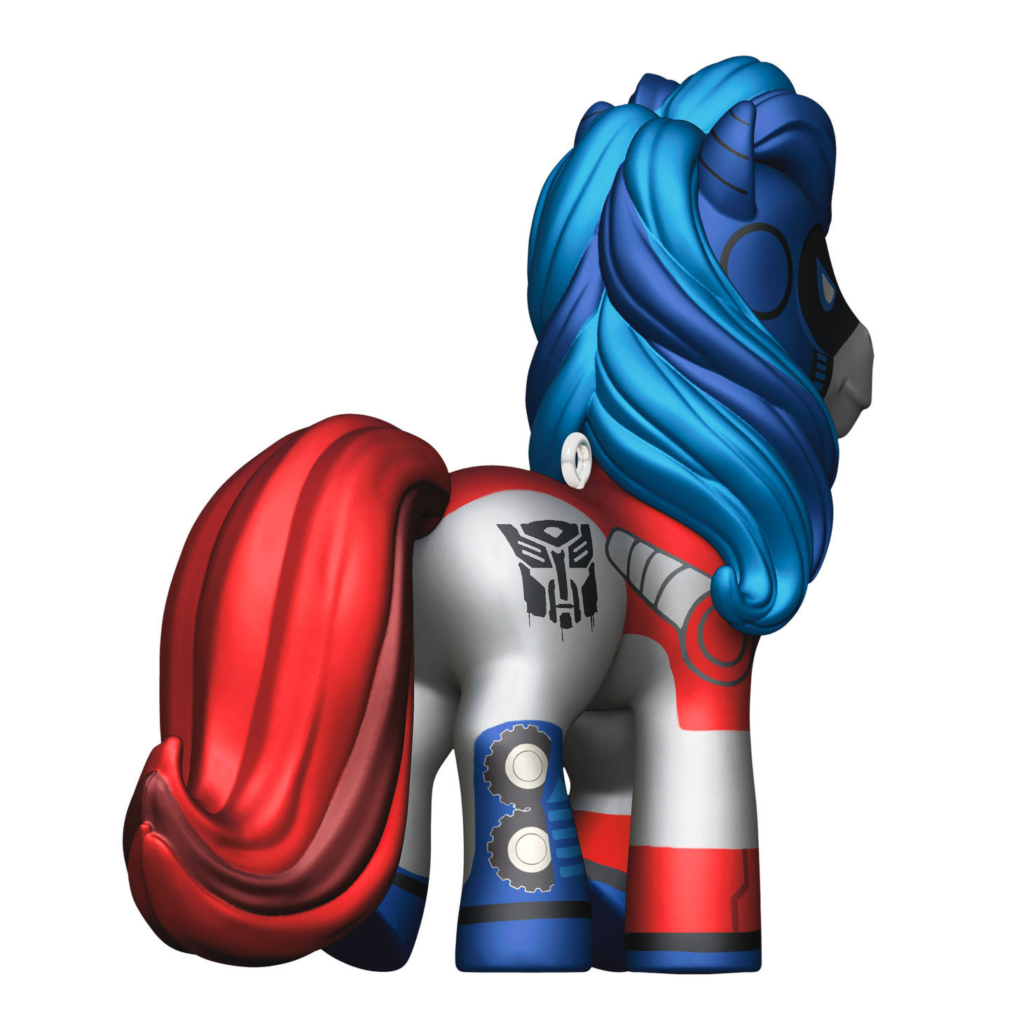 Red Blue Transformers Horse Keepsake Ornament Back image number 6