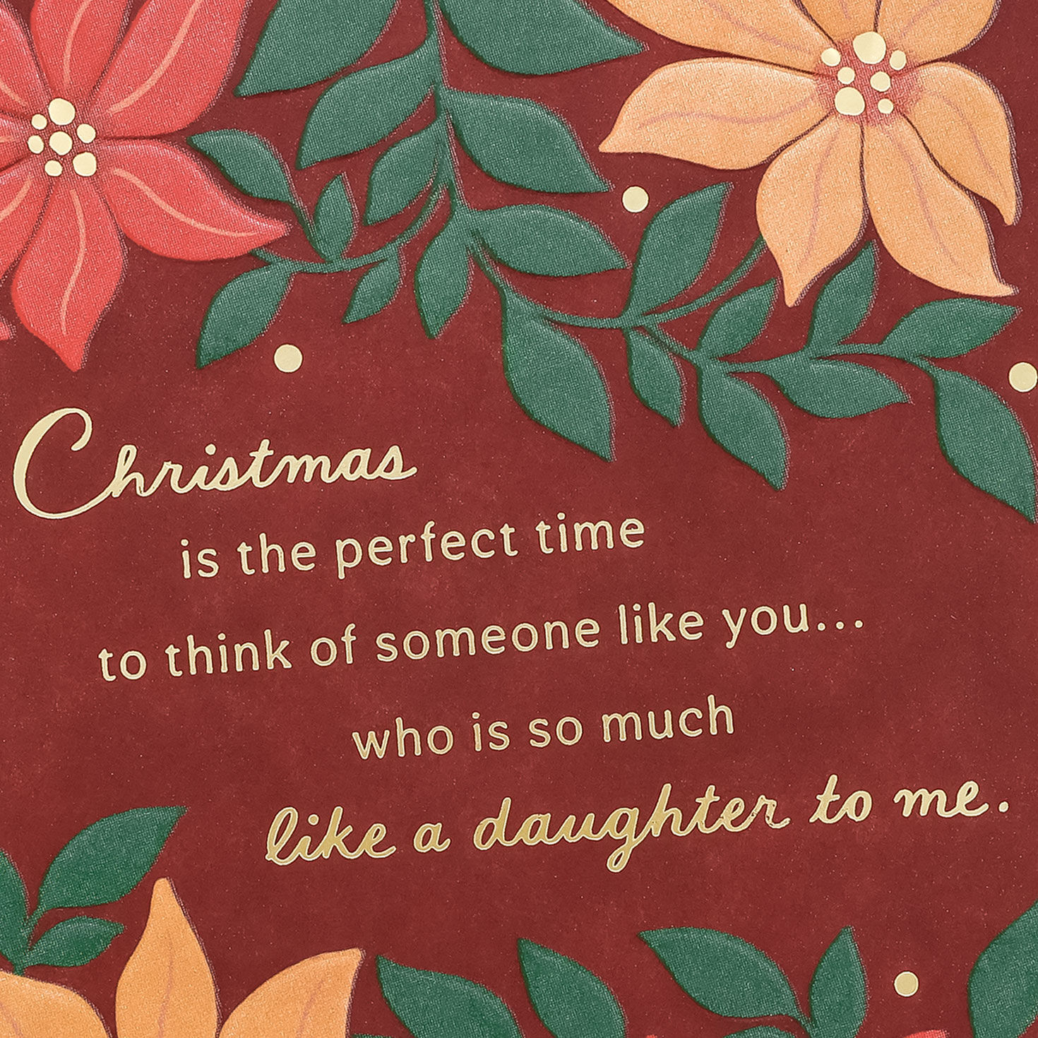 Poinsettia Christmas Card for Someone Like a Daughter Card Front Detail image number 4