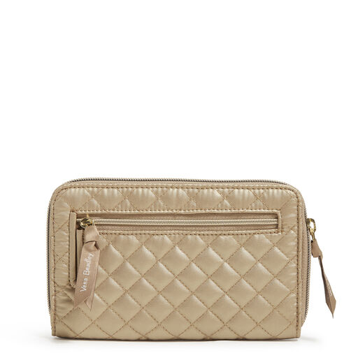 Vera Bradley RFID Turnlock Wallet in Champagne Gold Pearl, 