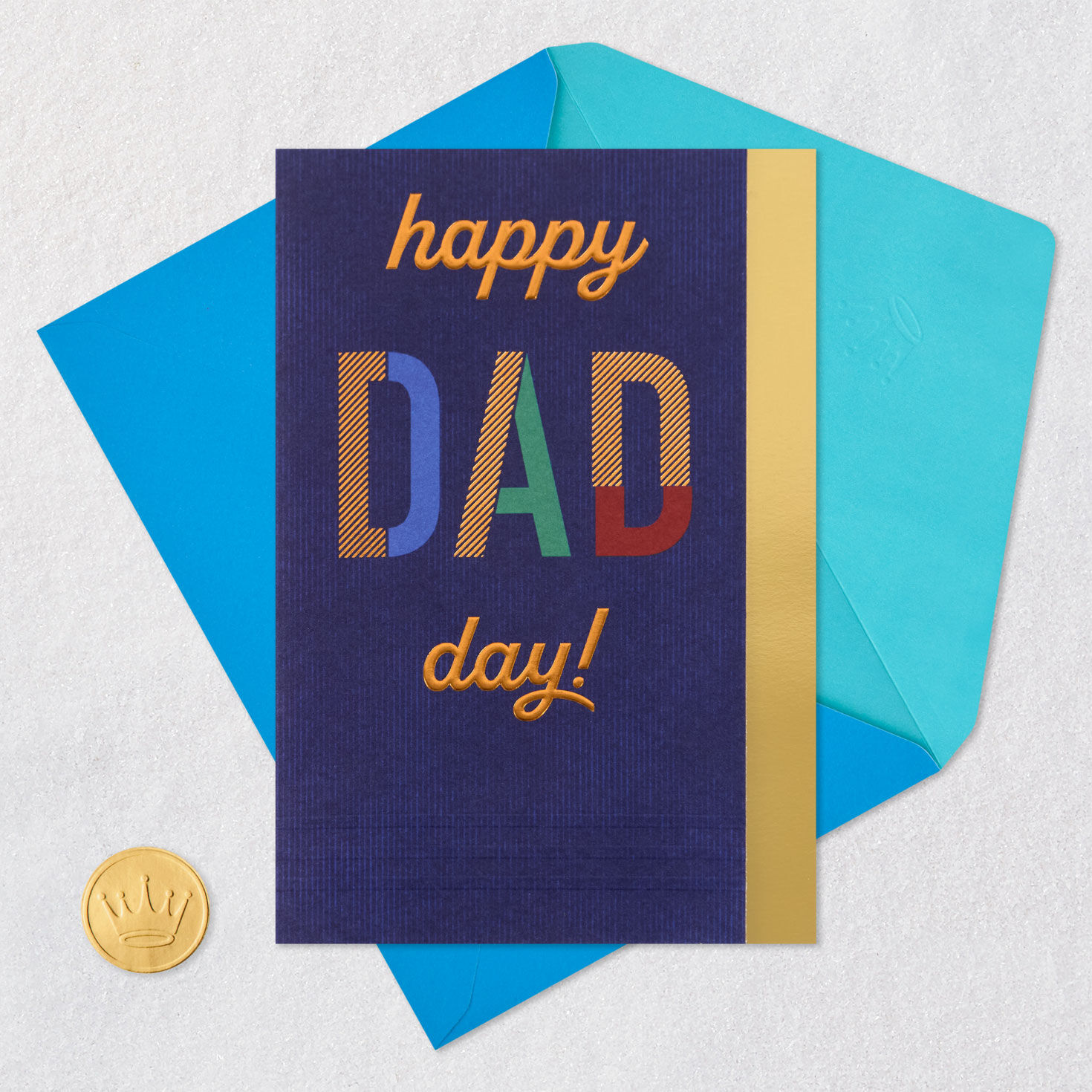 Bold Lettering on Blue Father's Day Card Card Front with Envelope and Gold Seal image number 6