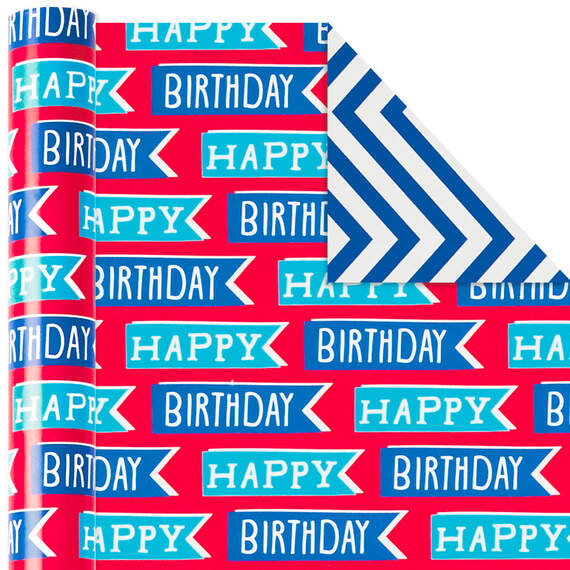 Colorful Kid Birthday 3-Pack Reversible Wrapping Paper, 120 sq. ft. total, , large image number 6