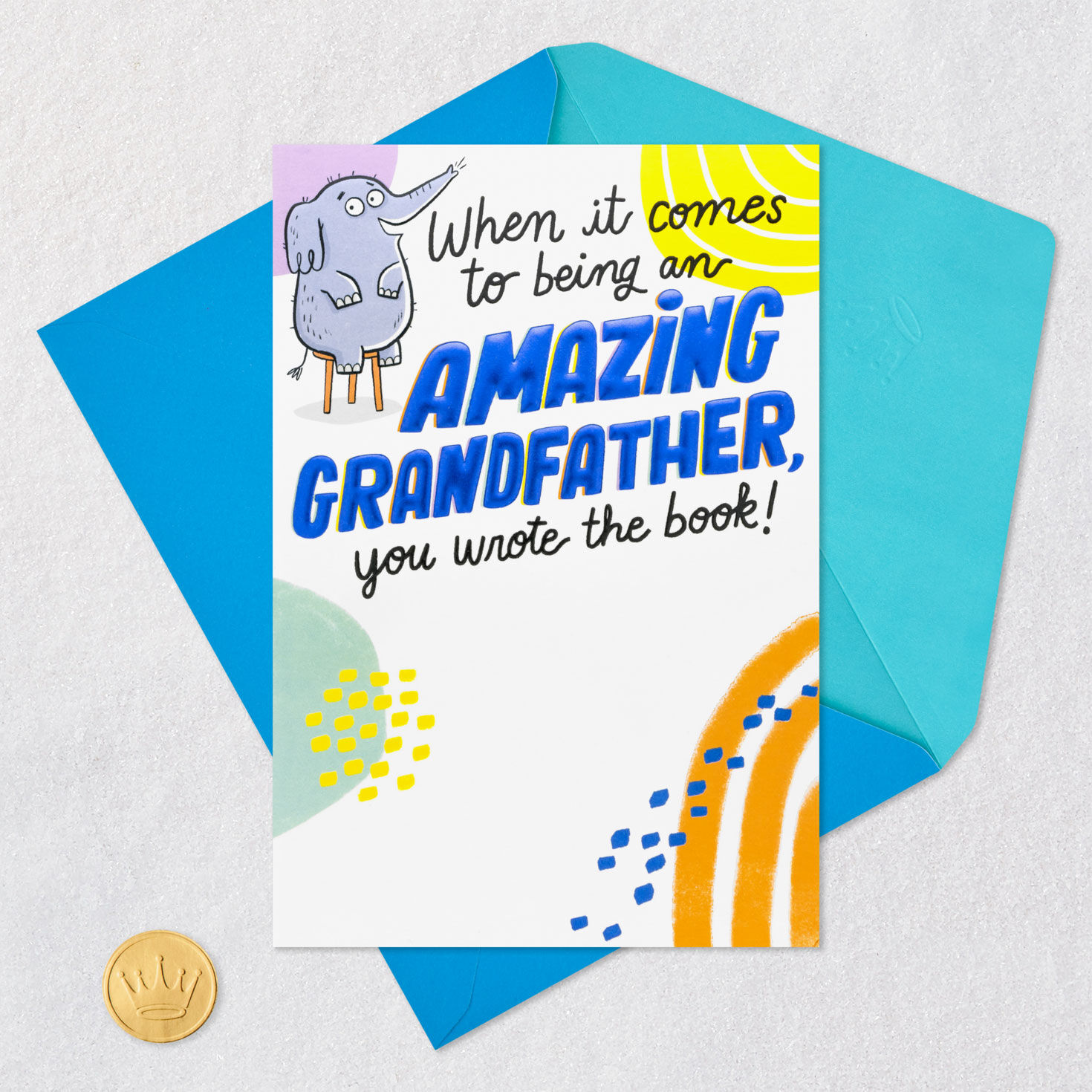 Amazing Grandfather Pop-Up Father's Day Card Card Front with Envelope and Gold Seal image number 6