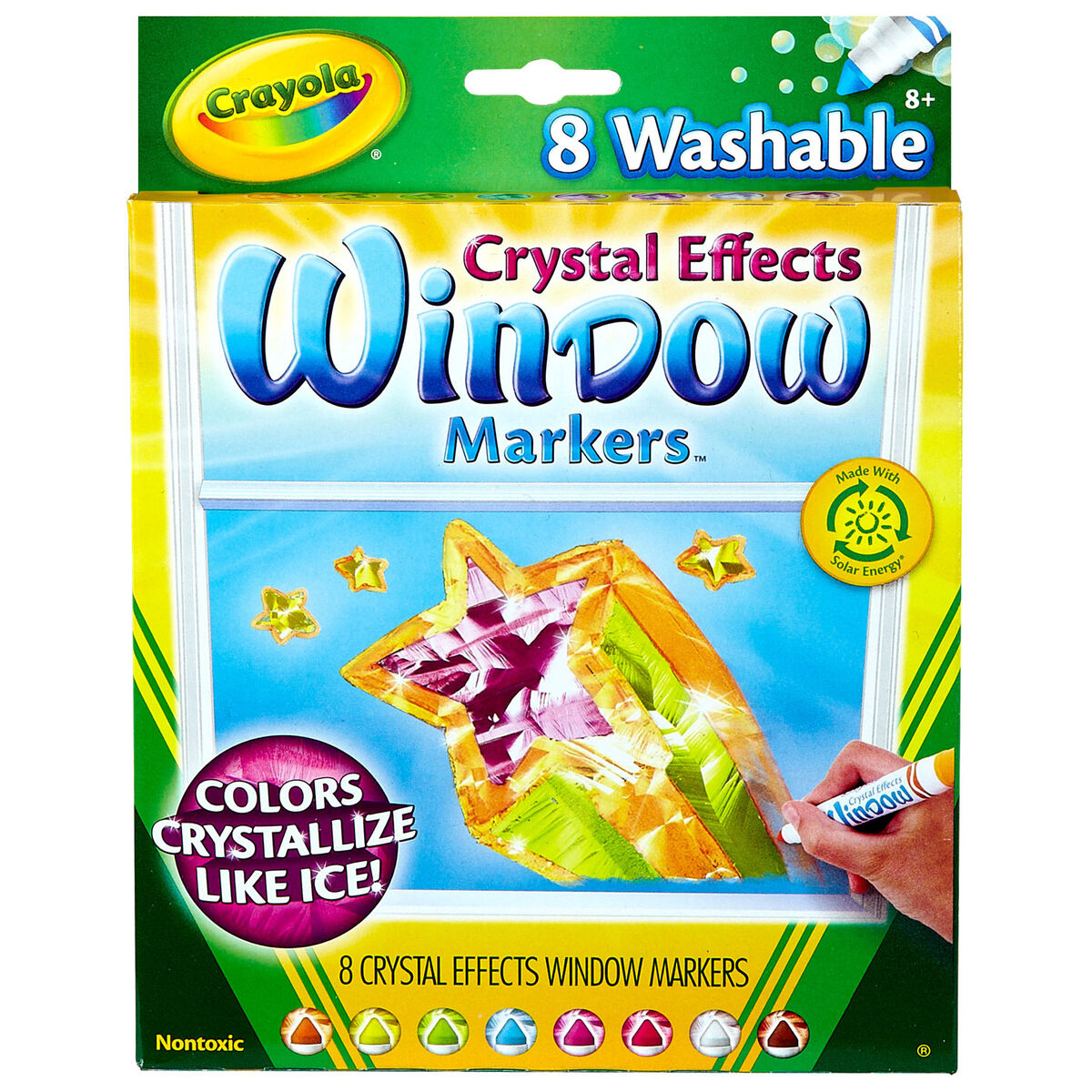 Crayola Crystal Effects Washable Window Markers, 8-Count - Arts