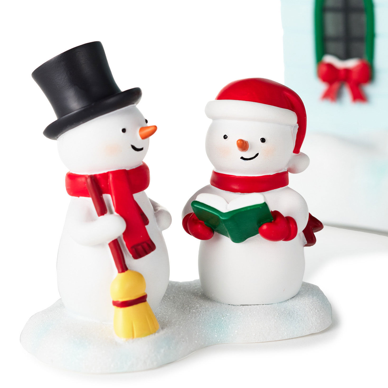Snowman Village House and Carolers Decorations upclose view image number 3