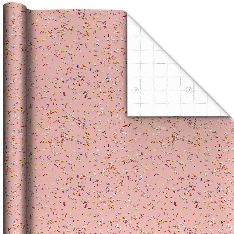 Cake Sprinkles on Pink Wrapping Paper, 20 sq. ft.