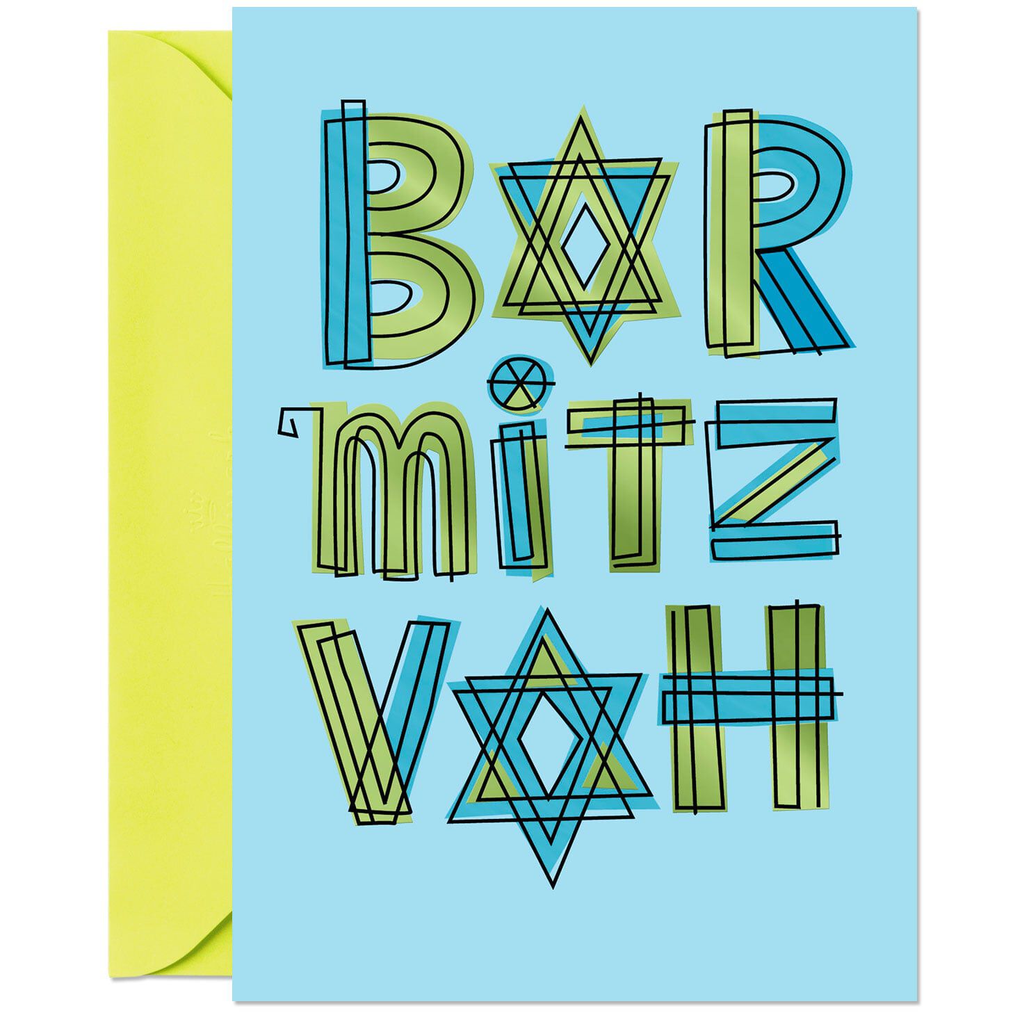 Star of David Lettering Bar Mitzvah Card for Boys  image number 3