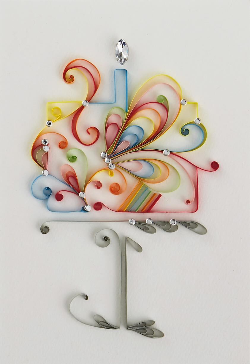Quilled Cake French-Language Birthday Card