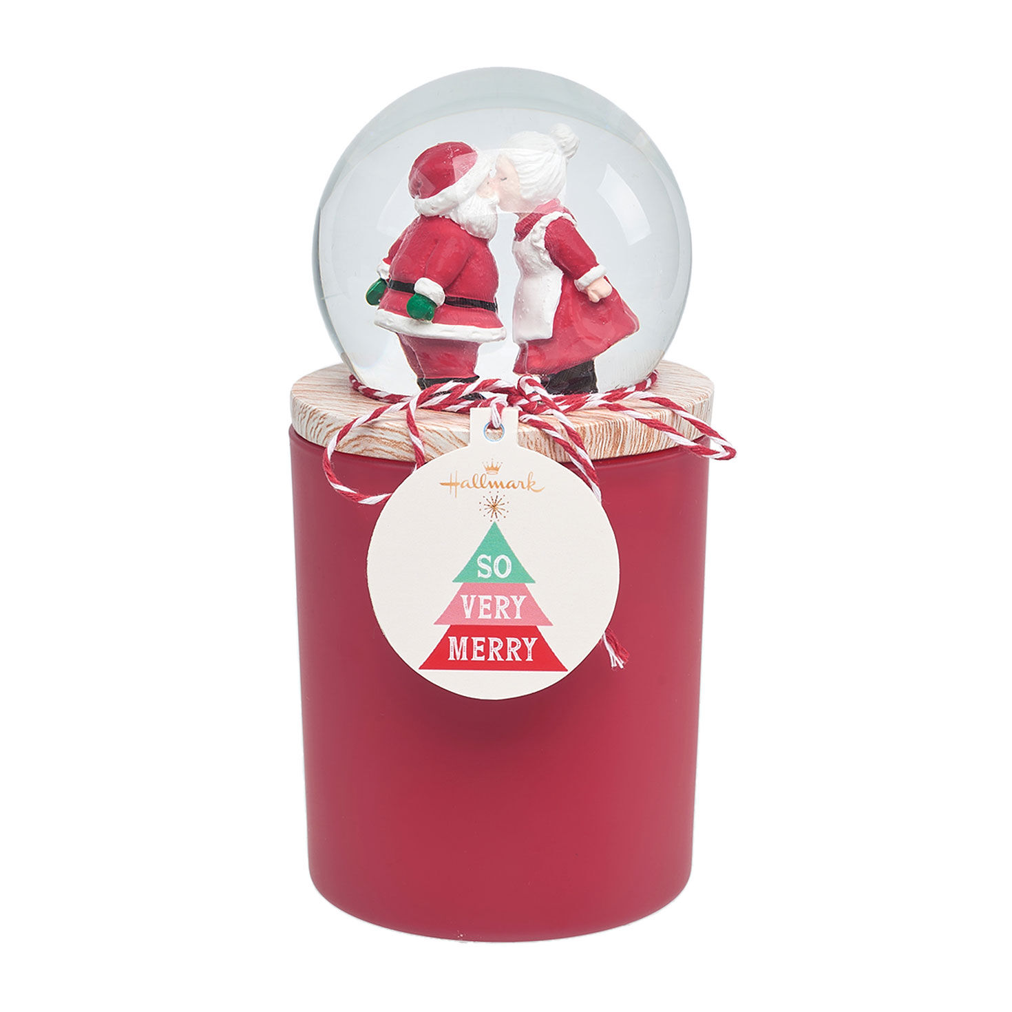 Red Peppermint Candle Santa and Mrs. Claus Snow Globe package image number 5