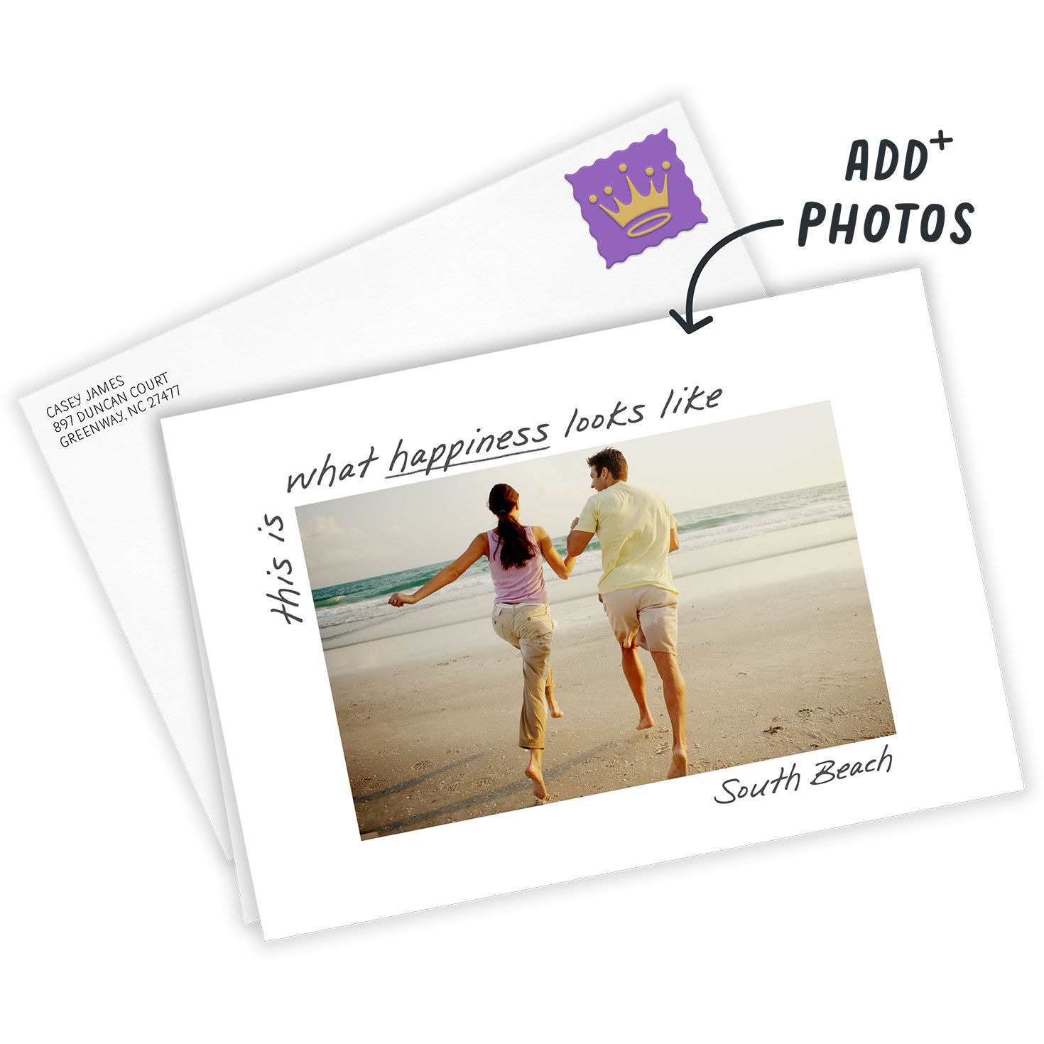 White Frame With Captions Personalized Card Card Front with Envelope image number 2