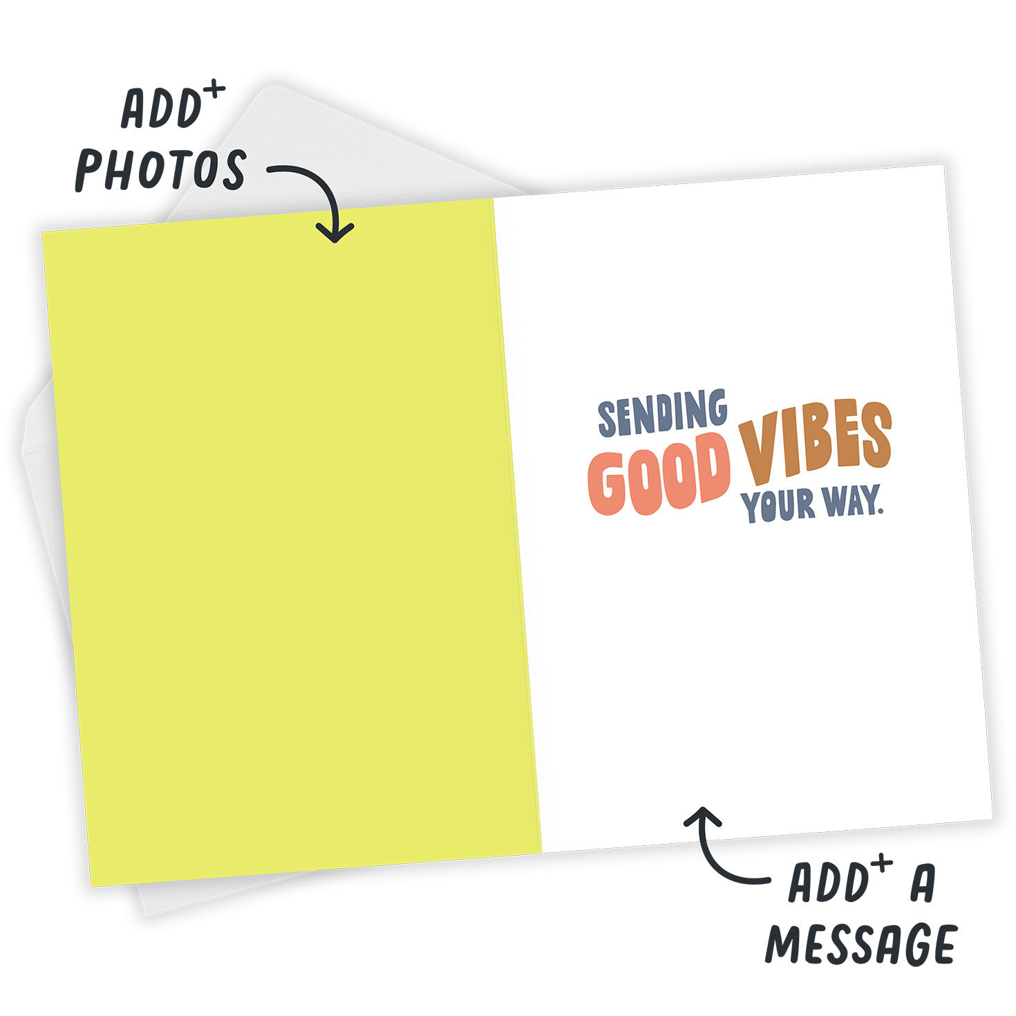 Good Luck in 5 Colors Personalized Good Luck Card Open Card with Envelope indicating personalization image number 3