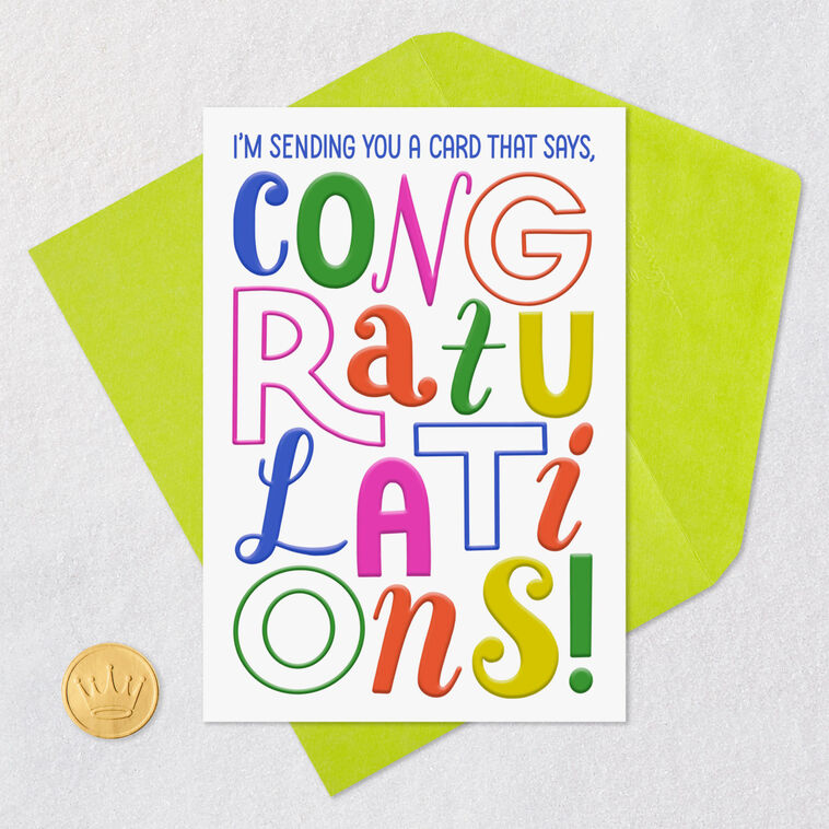 Multicolor Lettering Funny Congratulations Card Card Front with Envelope and Gold Seal image number 5