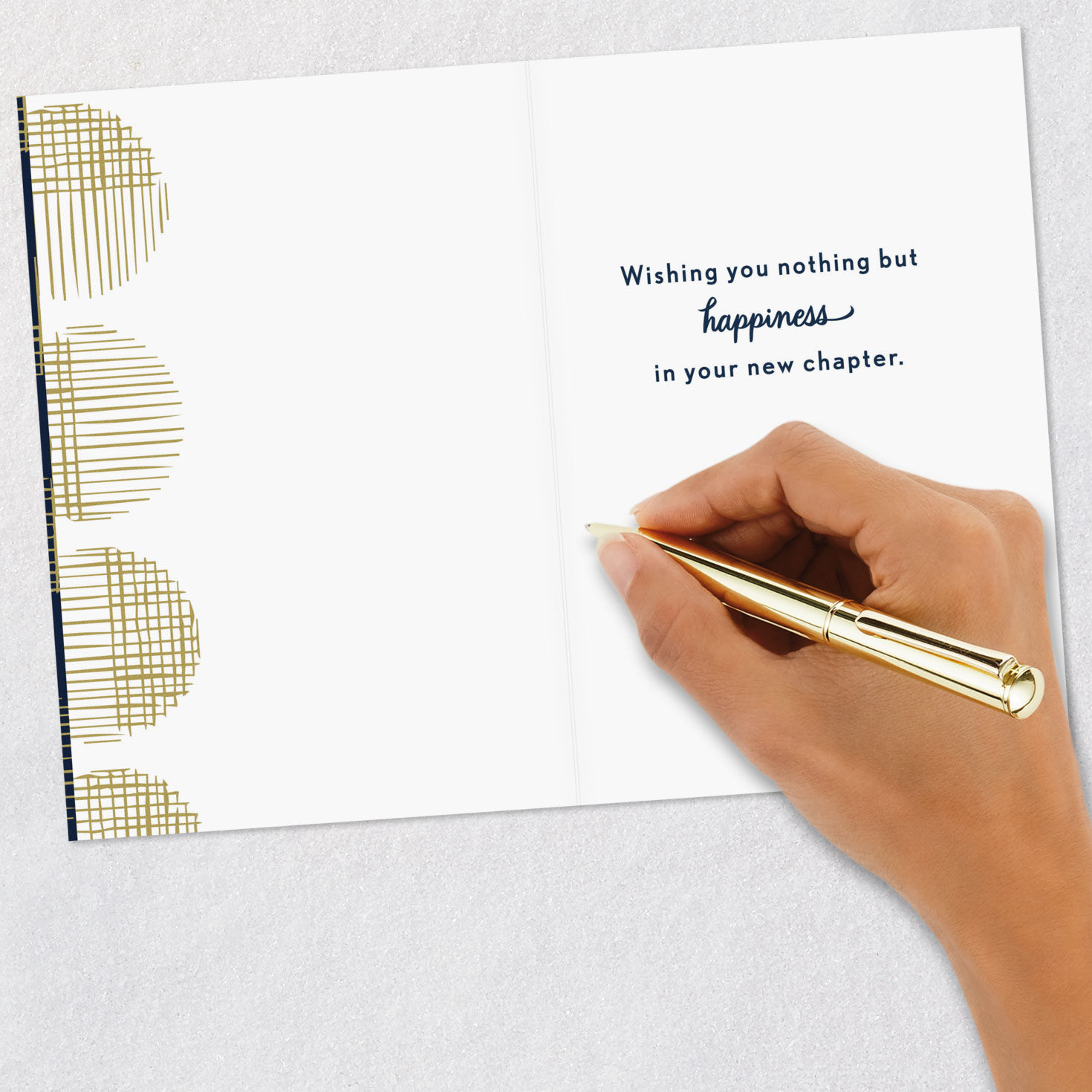 Gold Circles on Navy Retirement Card Signing card image number 6