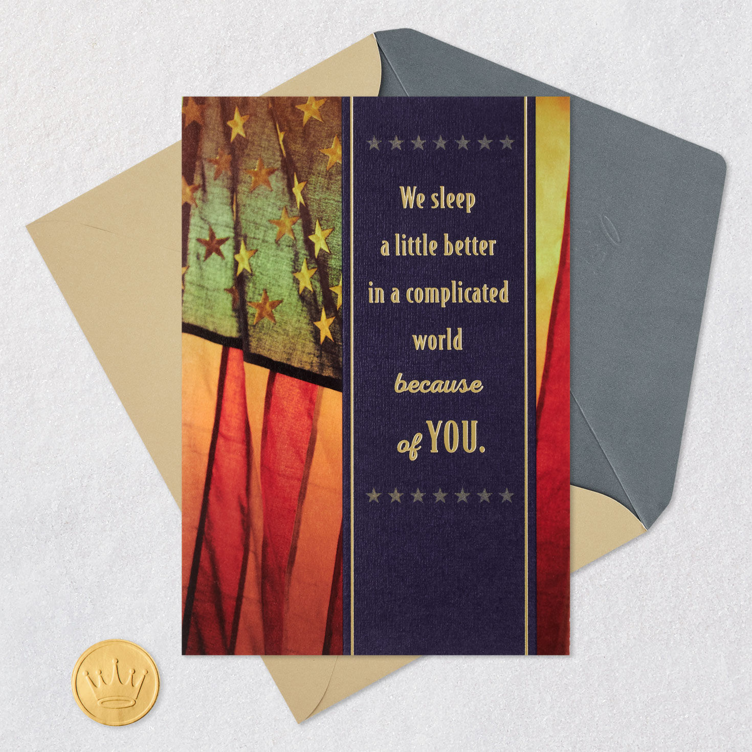 American Flag Military Appreciation Card Card Front with Envelope and Gold Seal image number 5