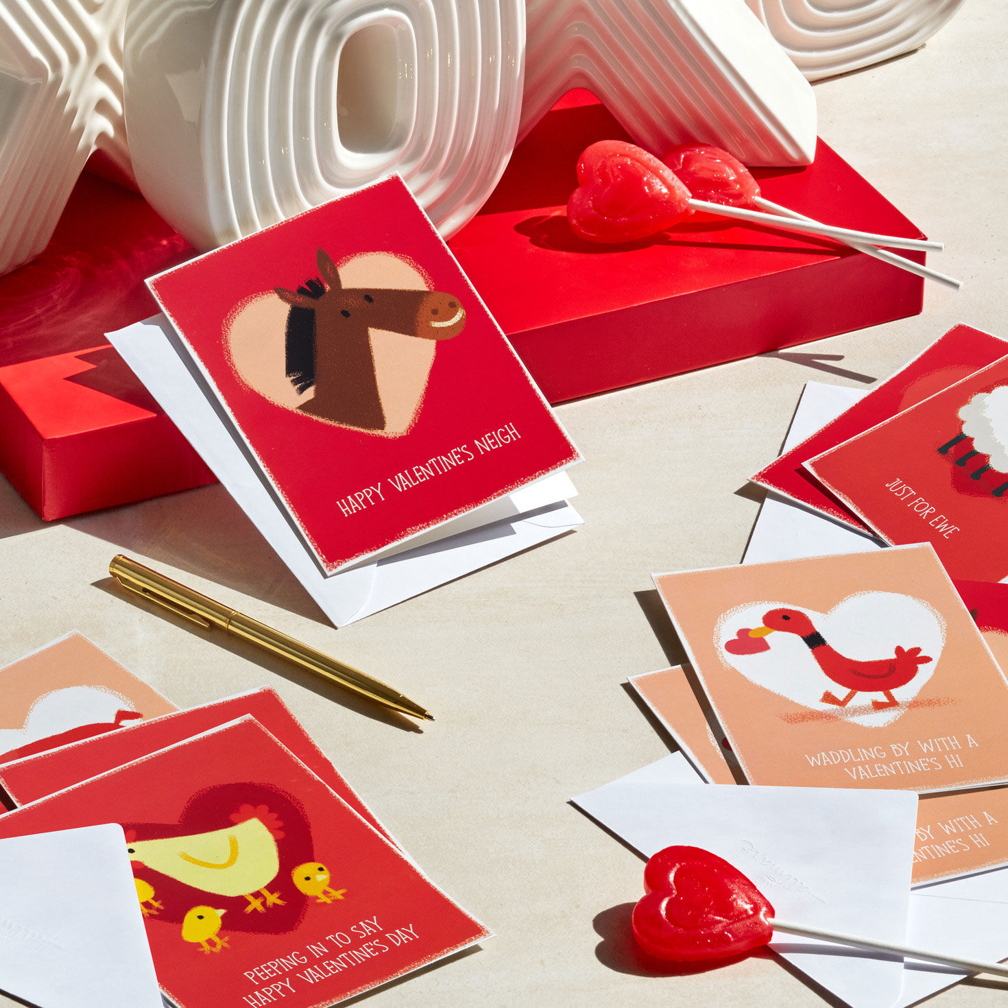 Funny Animals Blank Valentines Day Card Assortment in use image number 8