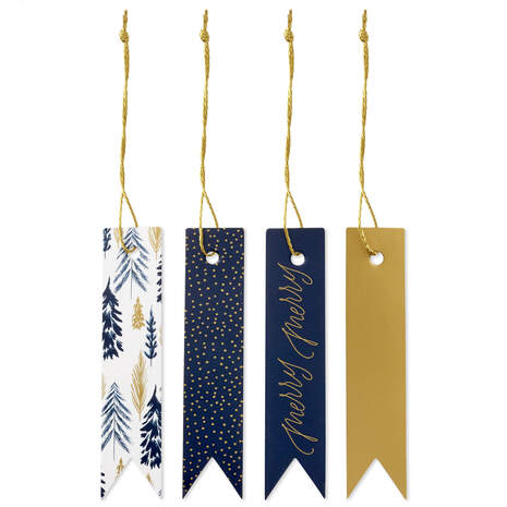 Navy and Gold 8-Pack Holiday Gift Tag Assortment, , large
