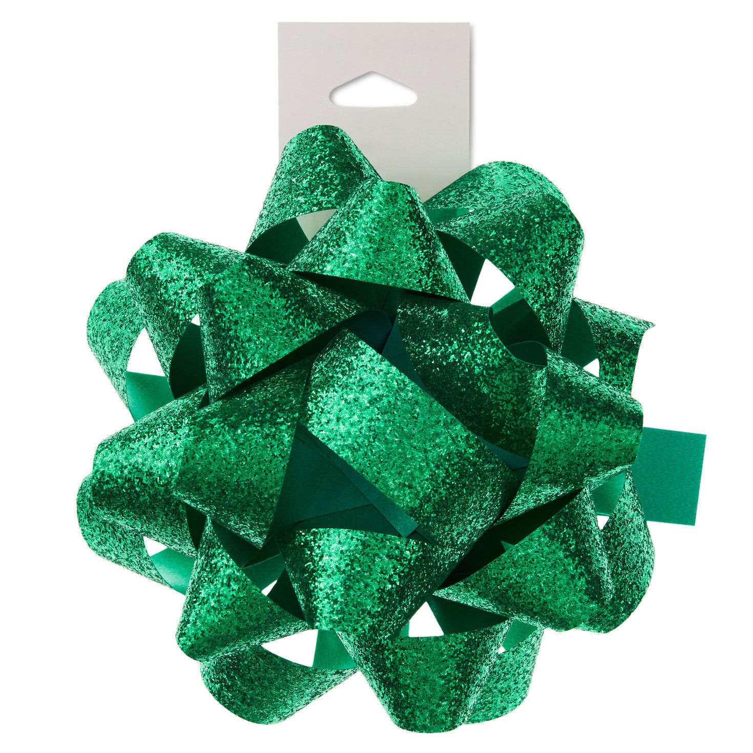 Green Sparkle Holiday Gift Bow package hang tag image number 5
