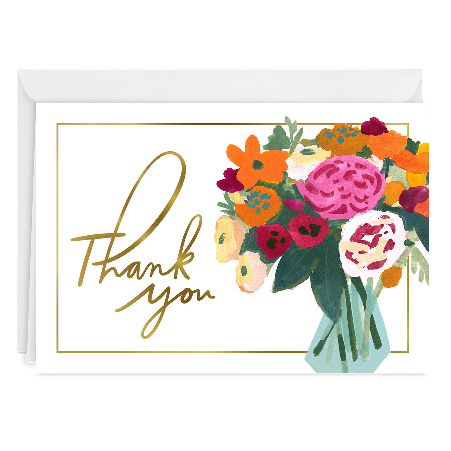 Artistic Floral Bouquet Custom Thank-You Card