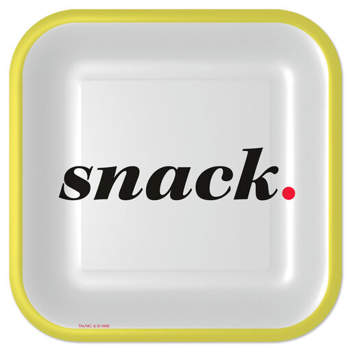 "Snack" Black and White Square Dessert Plates, Set of 8, 