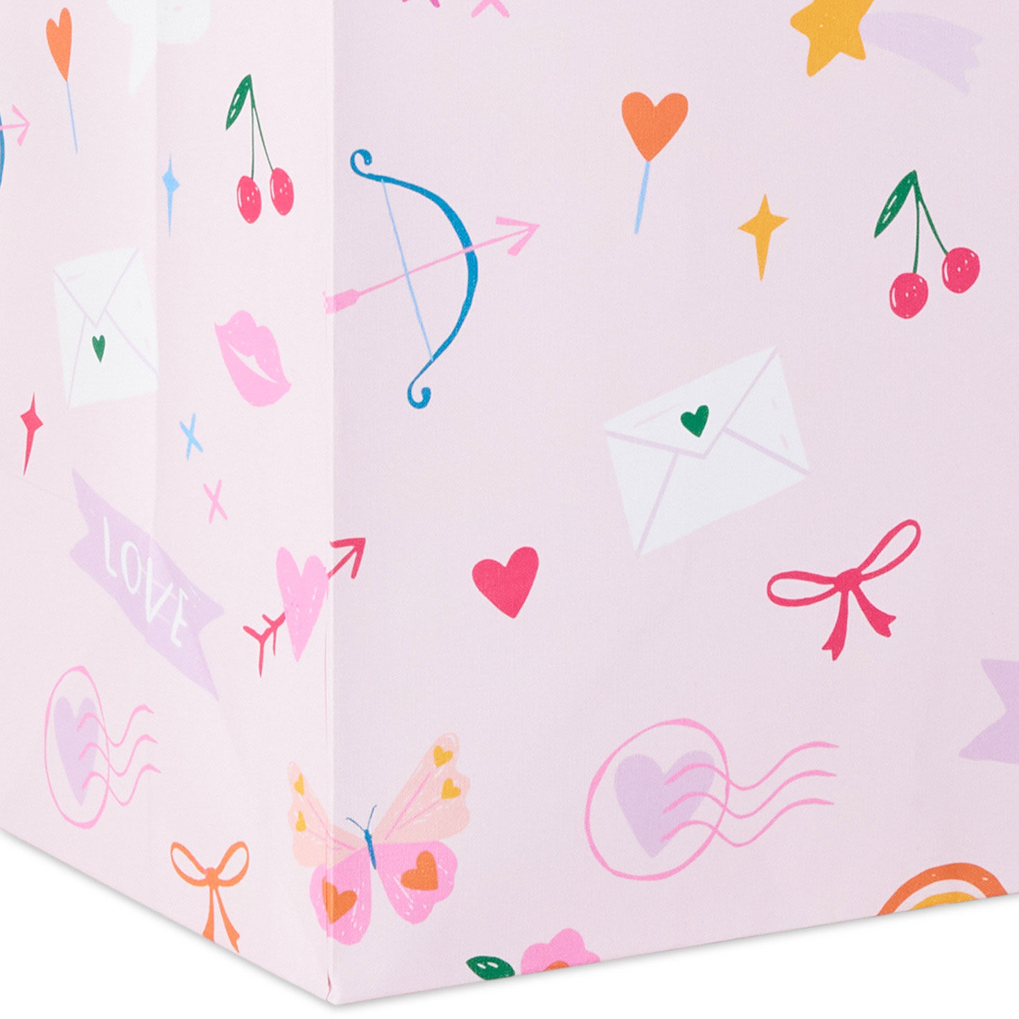 Heart Day Doodles Large Gift Bag With Tissue Paper upclose side detail image number 5