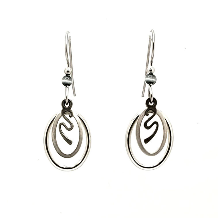 Silver Forest Silver-Tone Duo Metal Ovals Drop Earrings