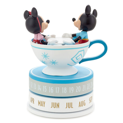 Walt Disney World 50th Anniversary Mickey and Minnie Teacup Perpetual Calendar With Motion, 