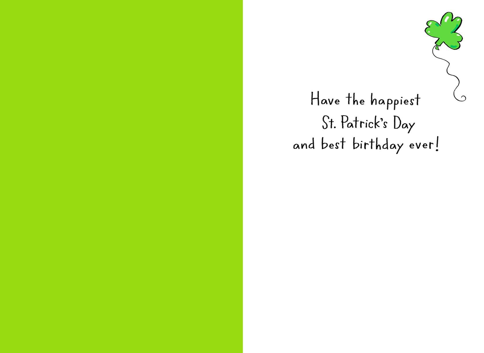 Dog With Balloons St. Patrick's Day Birthday Card