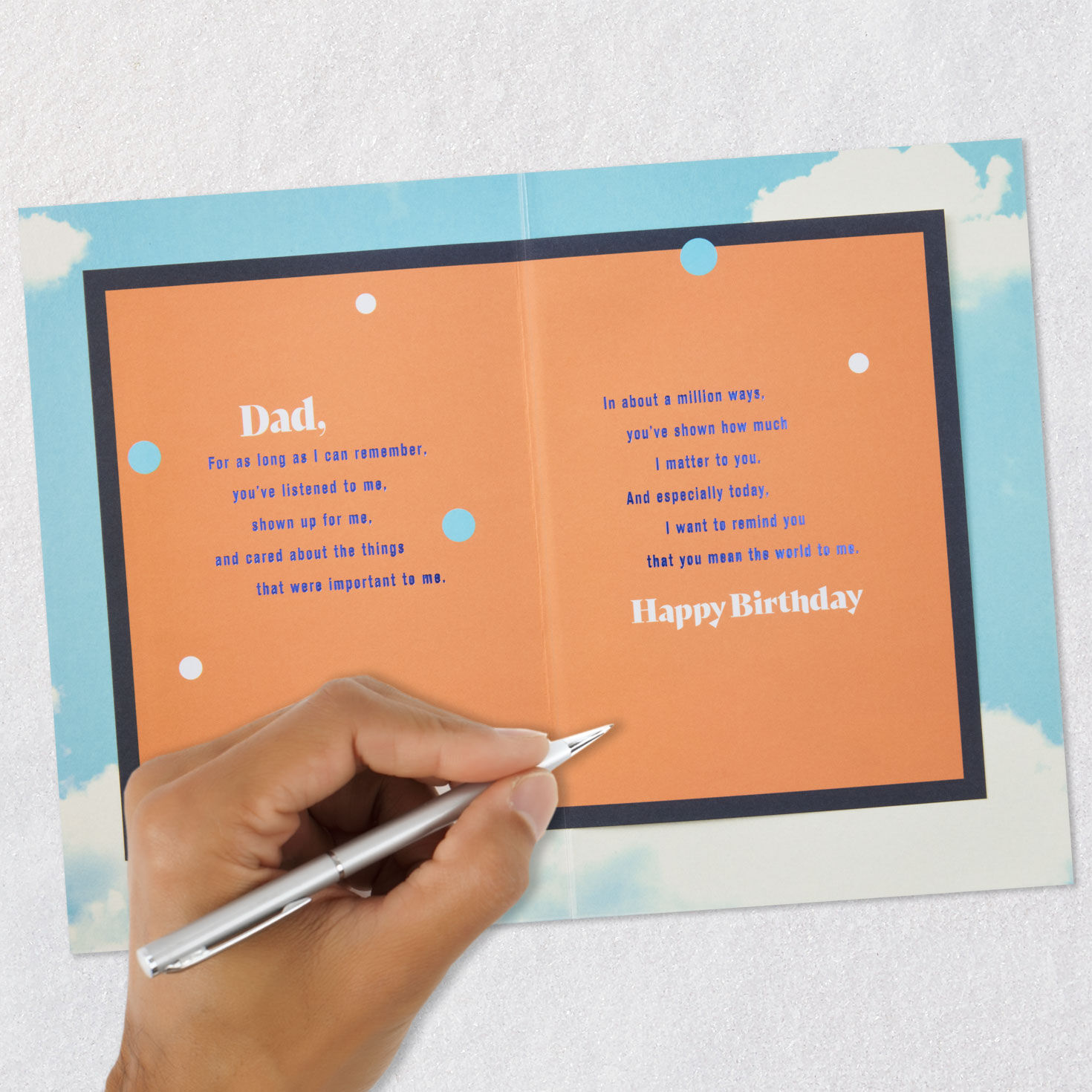Lettering Over Blue Sky Birthday Card for Dad Signing card image number 7