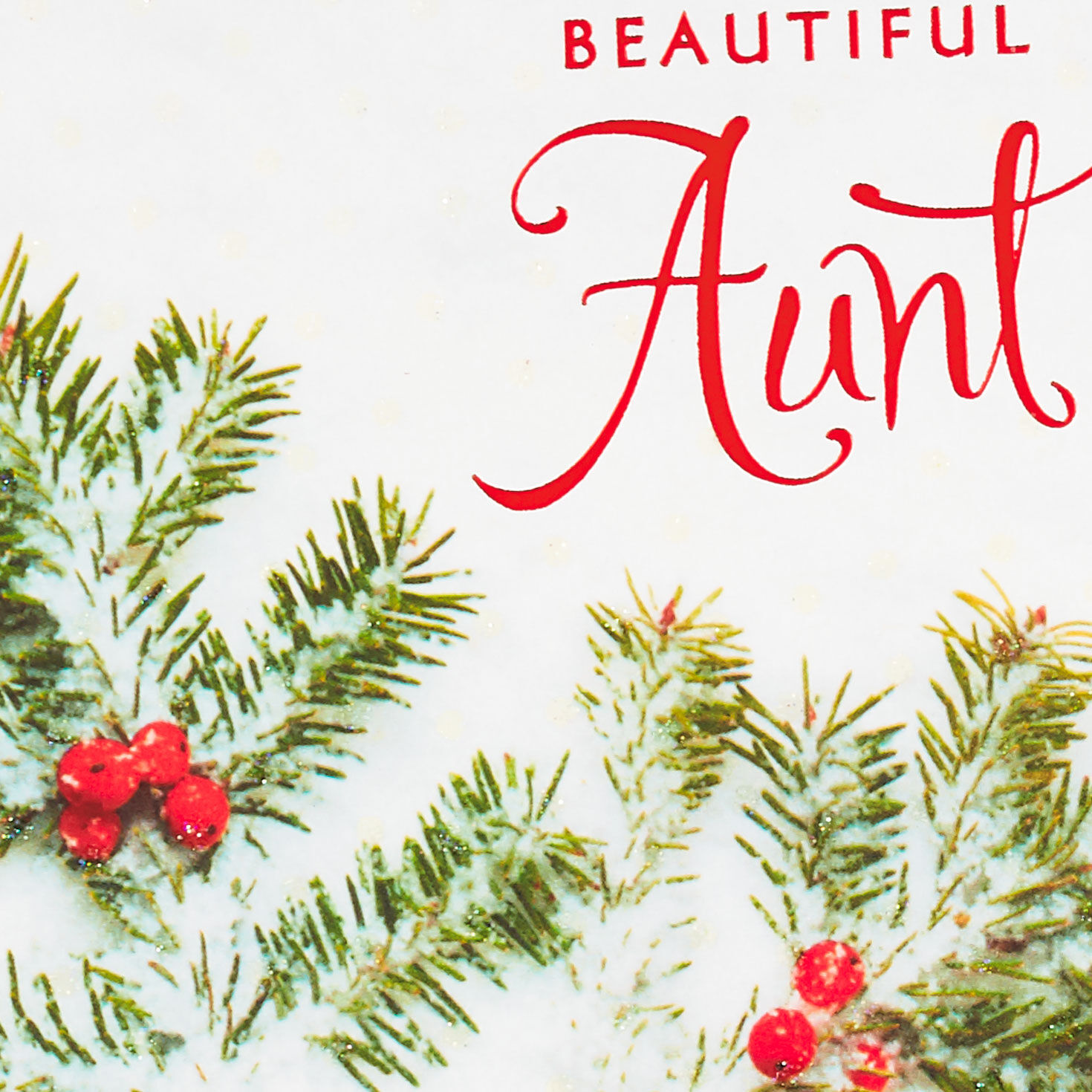Evergreen and Holly Snowflake Christmas Card for Aunt  image number 4