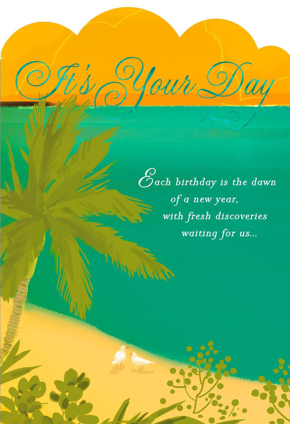 Palm Tree on Beach Birthday Card