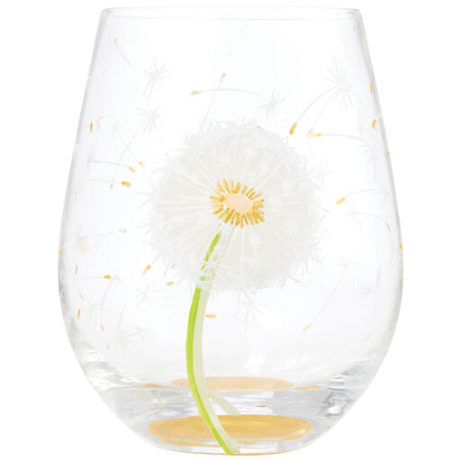 Lolita Dandelion Wish Handpainted Stemless Wine Glass, 20 oz., 
