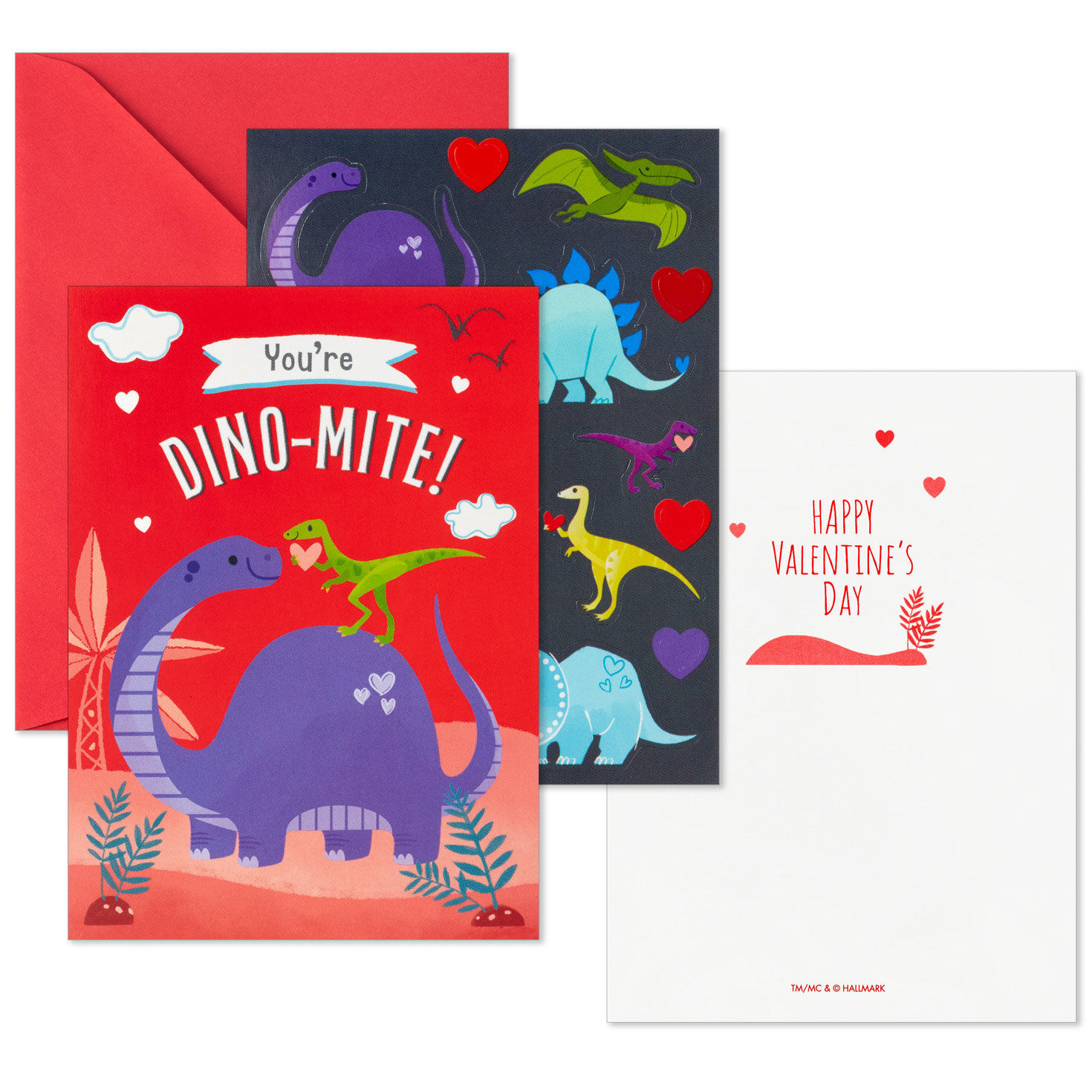 Dinosaur Fun Kids Assorted Valentines With Stickers, Pack of 24, , large image number 3