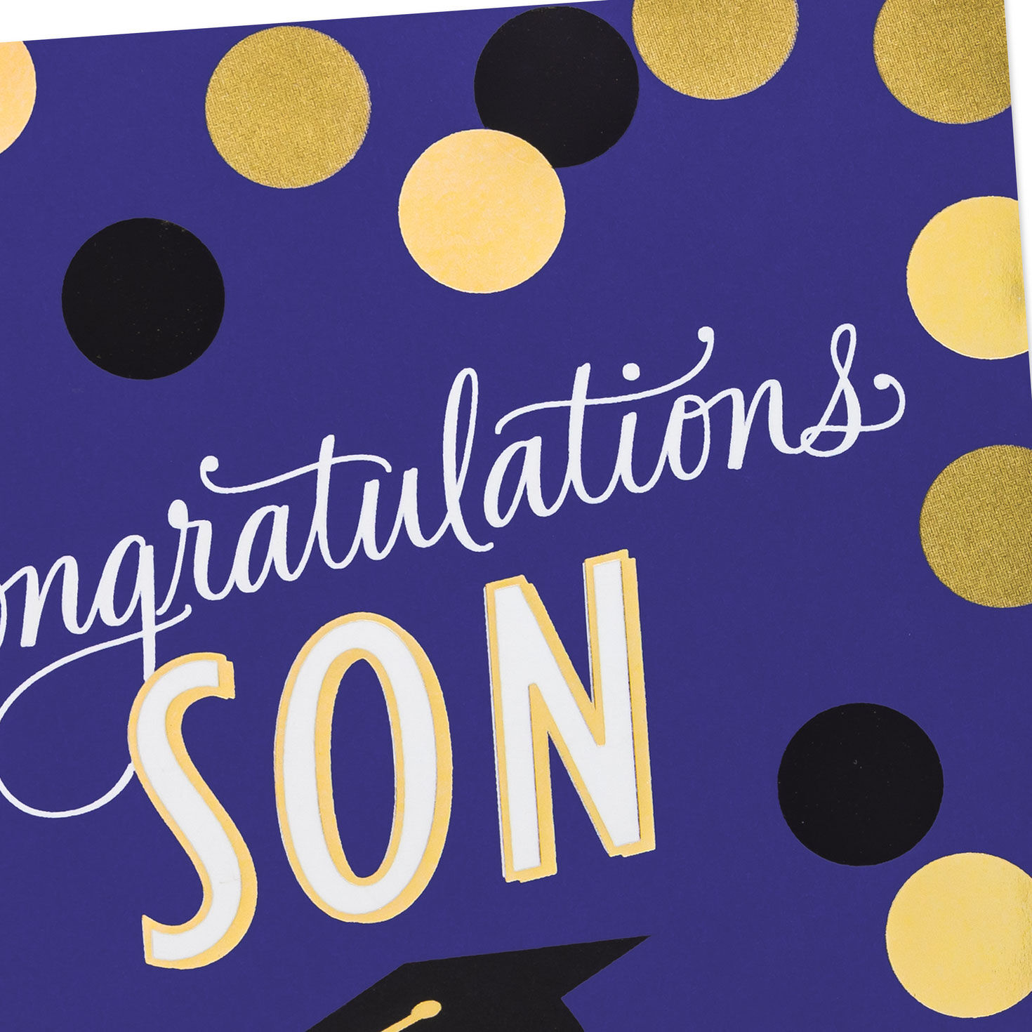 Large Dots on Blue Graduation Card for Son Card Front Detail image number 5