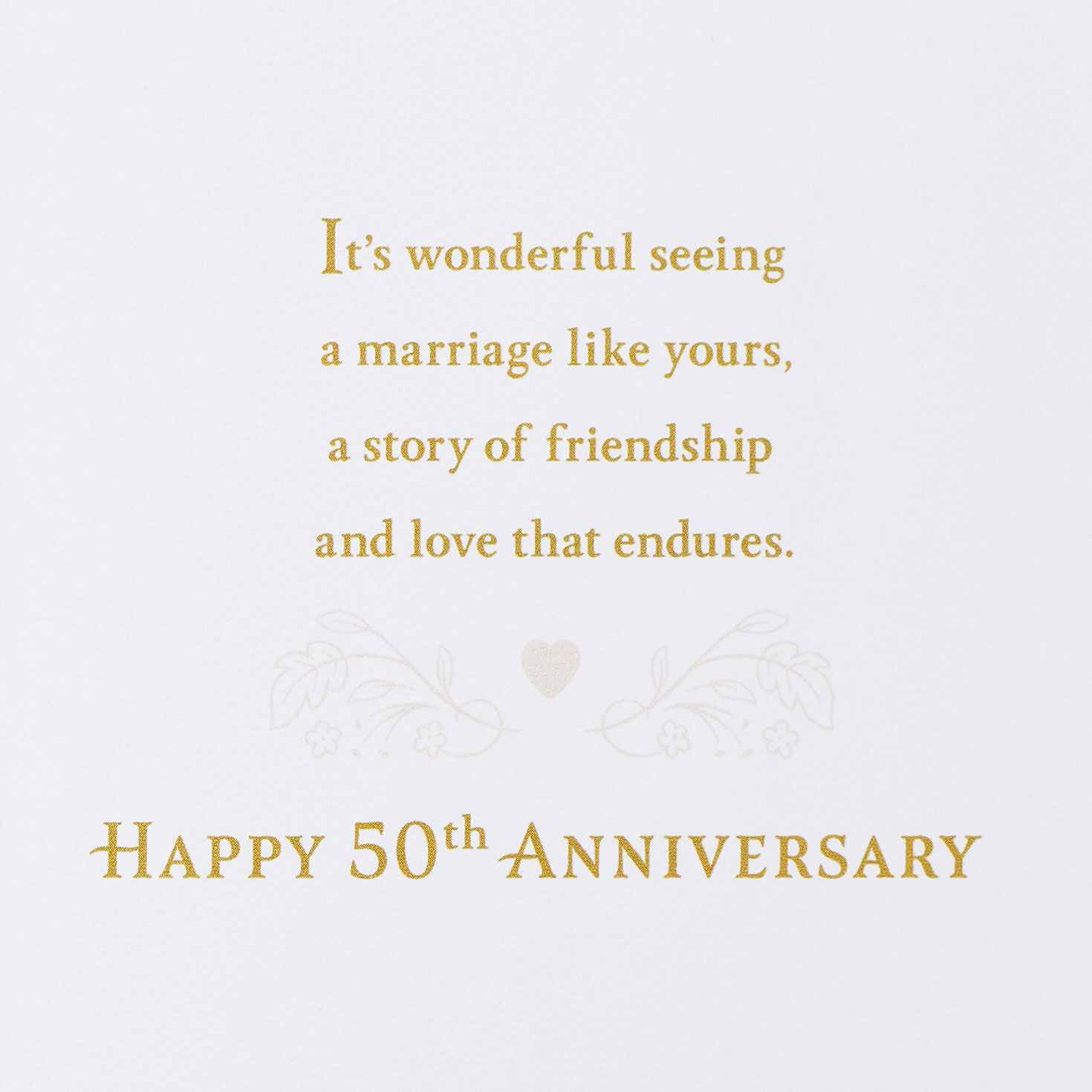Ornate Gold Flowers and Heart with Birds 50th Anniversary Card Sentiment image number 3