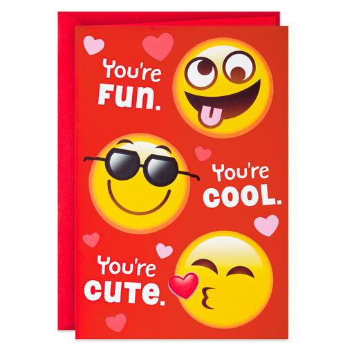 Emoji Faces Cute, Cool and Loved Valentine's Day Card, 