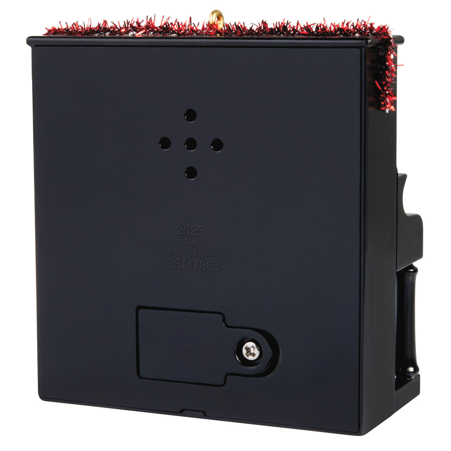 Black Piano With Red Tinsel Keepsake Ornament back image number 6