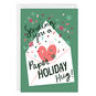 Green Red Paper Hug Personalized Holiday Card Card Front with Envelope image number 1