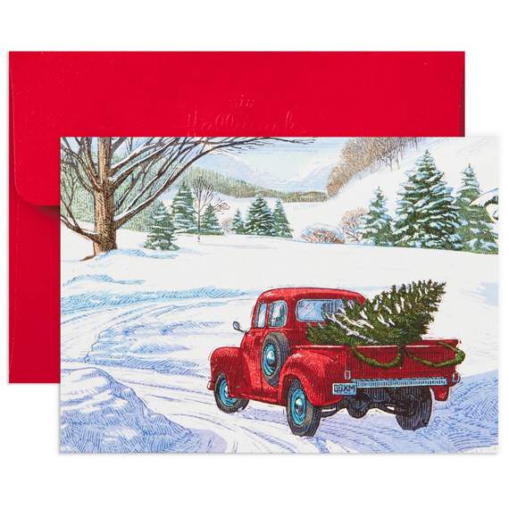 Evergreen Pickup Truck With Glitter Note Cards, Box of 10, , large image number 3