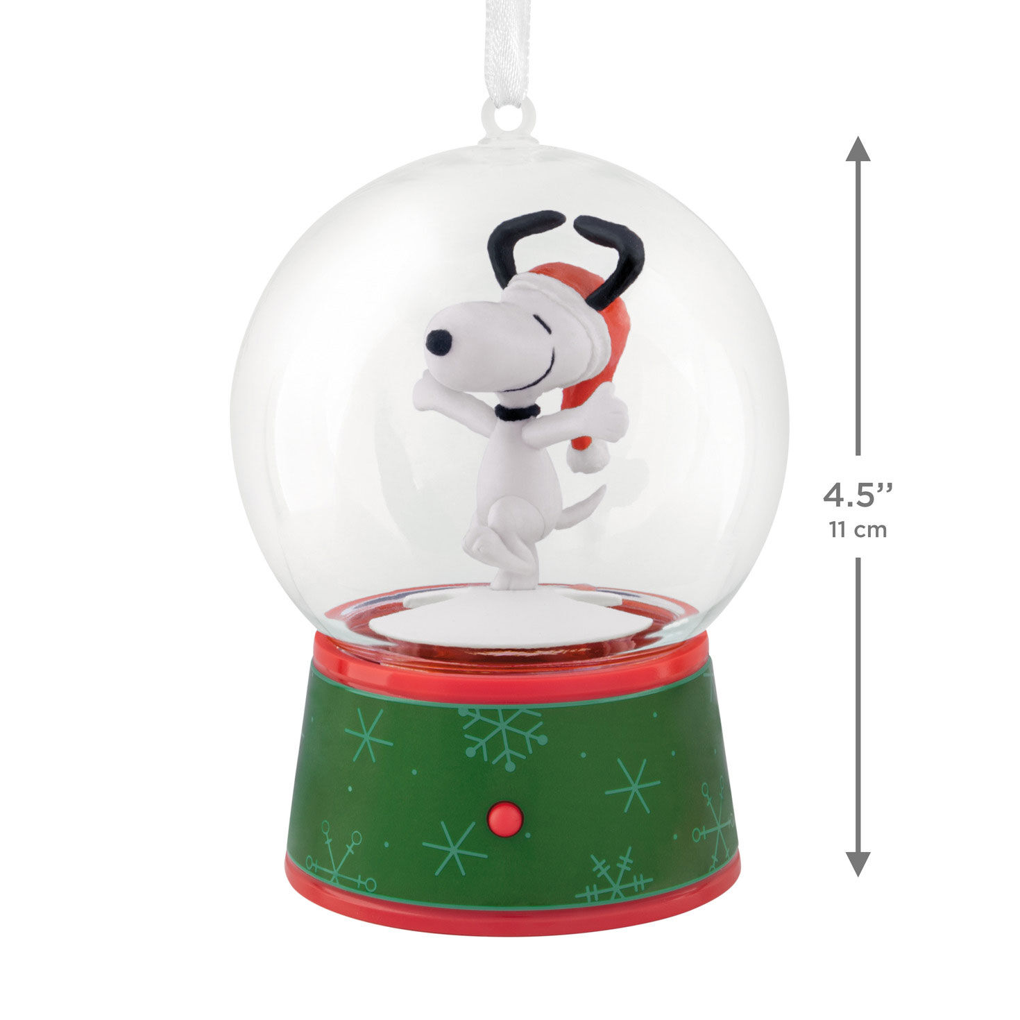 Snoopy Snow Globe Christmas Ornament measurement image number 3