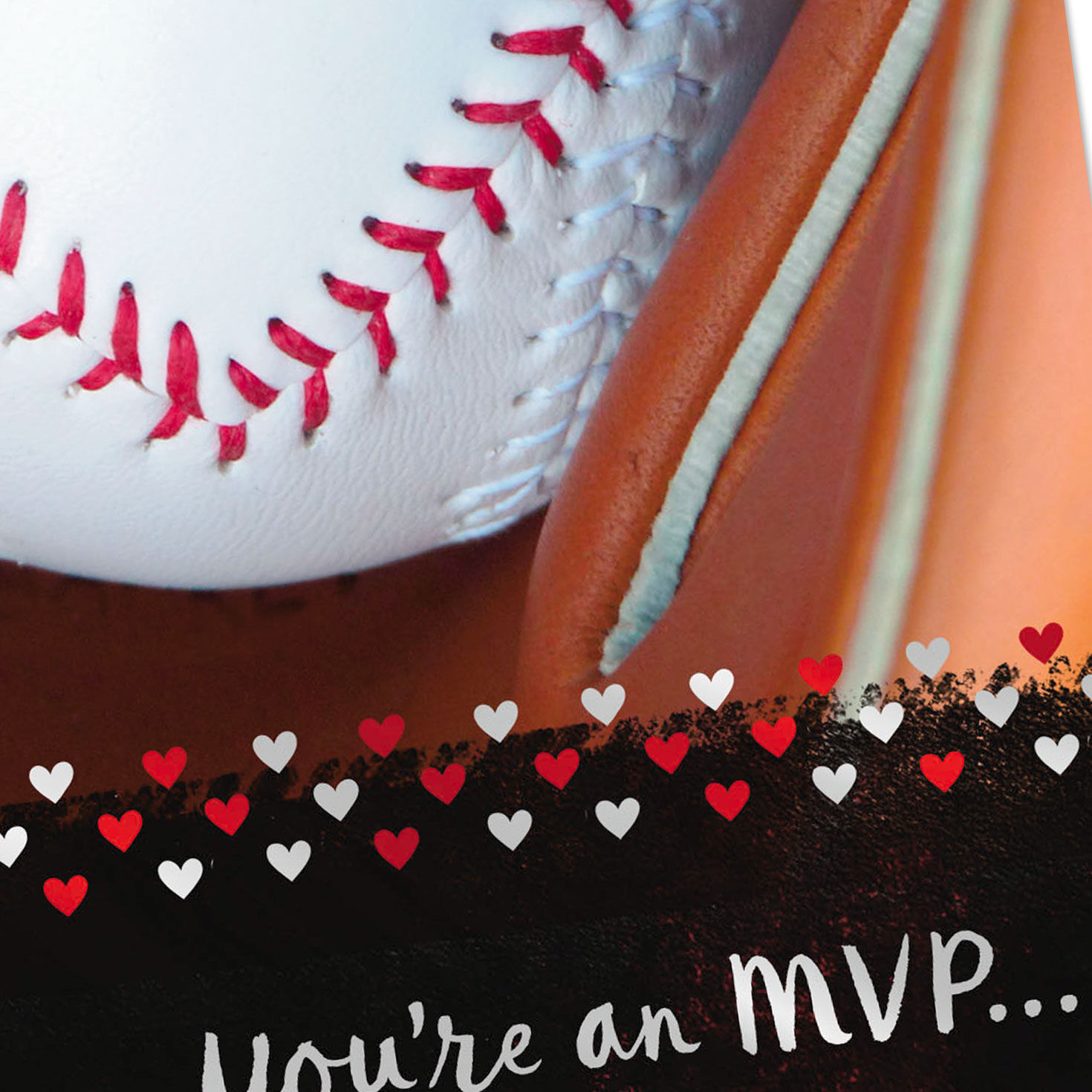 Heart Baseball Valentine's Day Card Card Front Detail image number 4