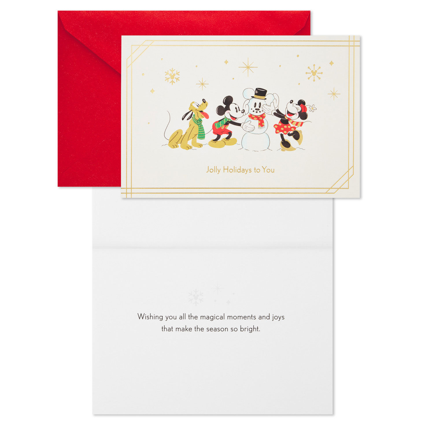 Disney Mickey and Minnie Christmas Card Pack Card Front with Sentiment image number 3